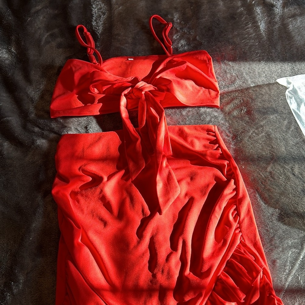 Red halter and skirt set  size small.